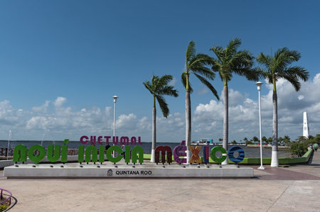 Colored lettering of the Mexican city of Chetumal, Quintana Rooのeditorial素材