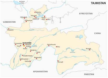 the Republic of Tajikistan vector mapのイラスト素材