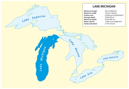 Information vector map of Lake Michigan in North Americaのイラスト素材
