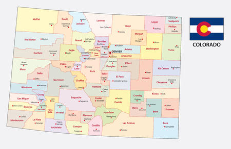 colorado administrative and political vector mapのイラスト素材
