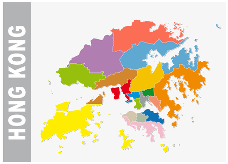 Colorful Hong Kong administrative and political vector mapのイラスト素材