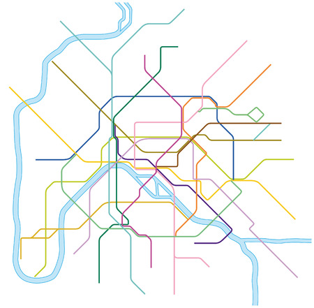 colored metro vector map of Paris, Franceのイラスト素材