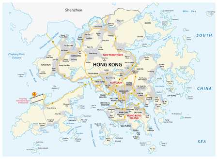 Hong Kong Special Administrative Region of the People's Republic of China Road vector mapのイラスト素材