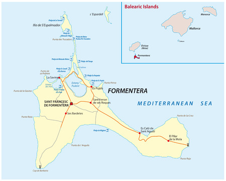formentera road and beach vector map.のイラスト素材