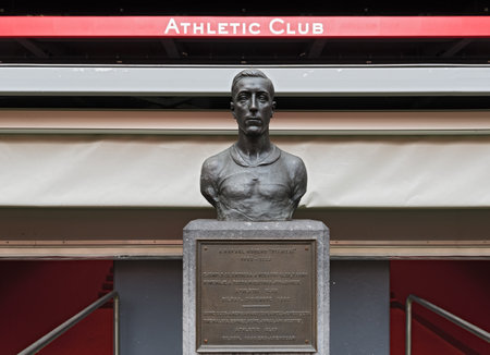 bust in memory of players pichichi, rafael moreno aranzadi in the stadium of san mames, bilbao, spain.のeditorial素材