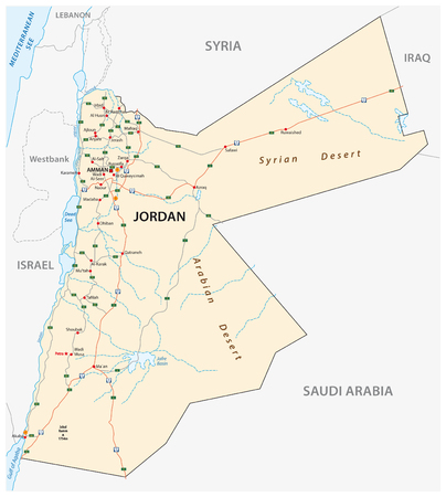 Kingdom of Jordan road vector map.のイラスト素材