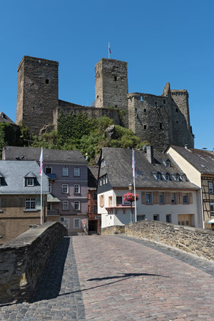 the castle runkel on the river lahn, hesse, germany.のeditorial素材