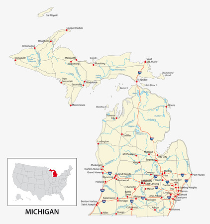 road map of the US American State of michigan.のイラスト素材
