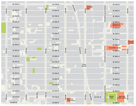 Ilustración de new york city, theater district, midtown manhattan vector map. - Imagen libre de derechos