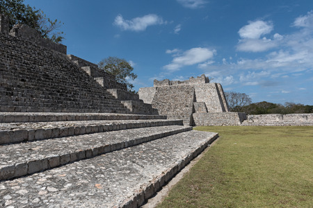 Ruins of the ancient Mayan city of Edzna near campeche, mexico..の写真素材