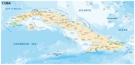 cuba road and national park vector map.のイラスト素材