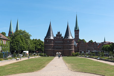 holsten gate (holstentor), a city gate in the center of luebeckのeditorial素材