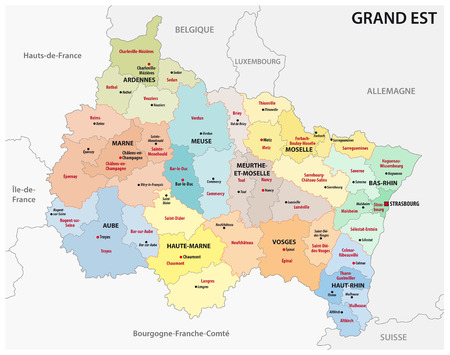 administrative map of the new french region grand estのイラスト素材