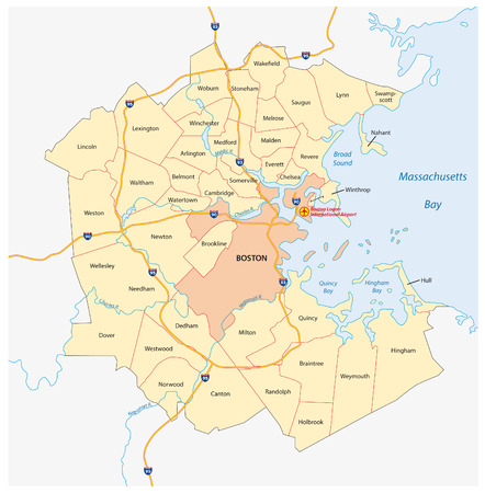 vector map of the Greater Boston metropolitan region, Massachusetts, united statesのイラスト素材