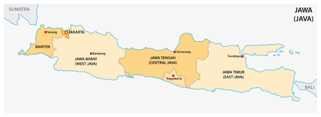 simple administrative and political vector map of indonesian island javaのイラスト素材