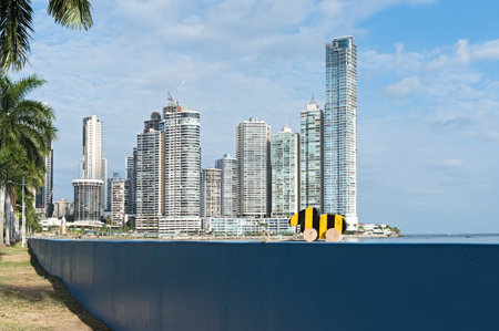 waterfront in front of the skyline, panama cityのeditorial素材