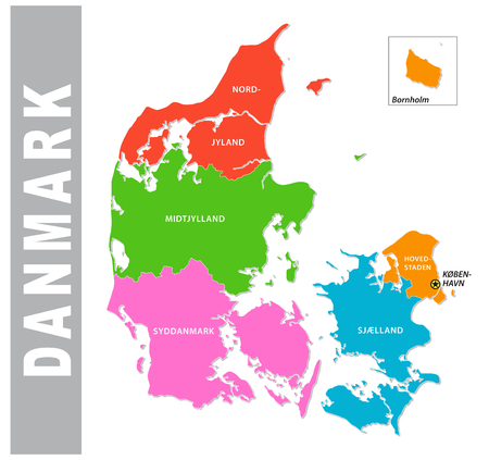 Colorful Danmark administrative and political mapのイラスト素材