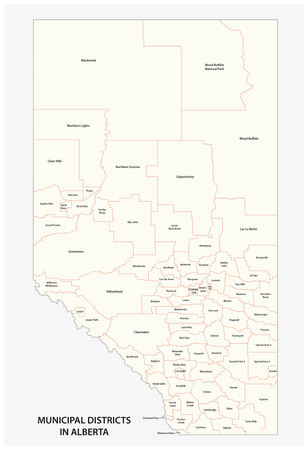 municipal districts in Alberta Canada vector mapのイラスト素材