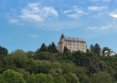 castle schadeck in runkel lahn river hesse germanyのeditorial素材