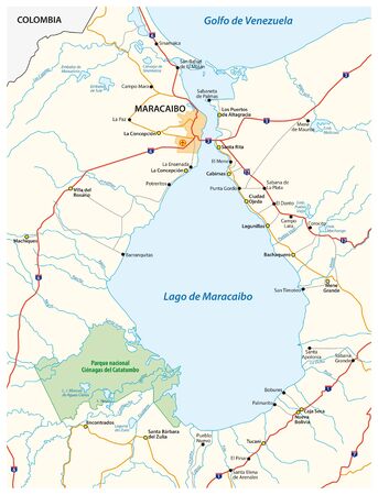 Map of the Venezuelan by sea Maracaibo lake Venezuelaのイラスト素材