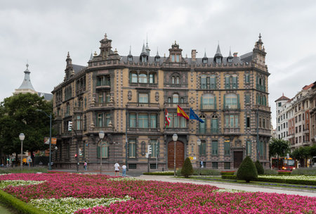 Moyua square and the building of the government subdelegation in Vizcaya, Bilbao, Basque Country, Spainのeditorial素材