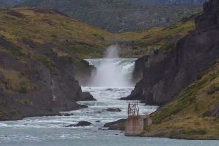 Salto Grande waterfall, Big Jump in Torres del Paine National Park, Patagonia, Chileの写真素材