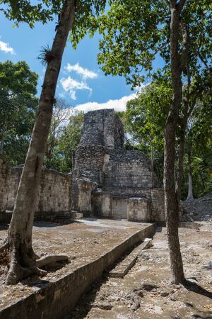 the ruins of the ancient mayan city of hormiguero, campeche, Mexicoの写真素材