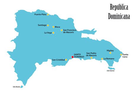 Vector map of the Dominican Republic with main citiesのイラスト素材