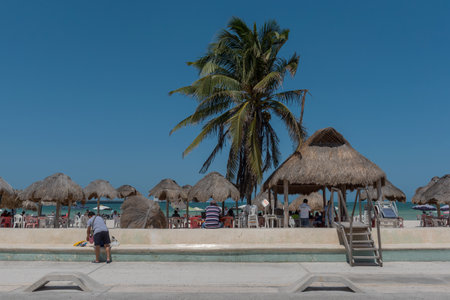 The beachfront of Progreso in the north of Merida, Yucatan, Mexicoのeditorial素材