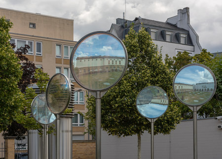 Mirror in the garden of the Staedel Museum, art museum in Frankfurt am Main, Germanyのeditorial素材