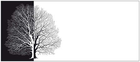 vector silhouette of a tree in black and whiteのイラスト素材