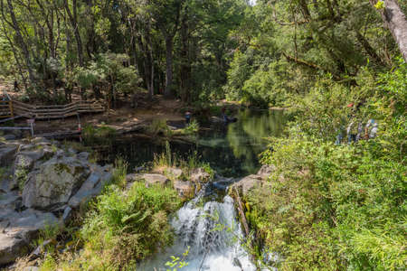 The waterfalls of Caburgua Eyes, Pucon, Chileの写真素材
