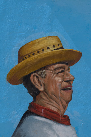 graffiti, street art on a house wall in Holbox village, Mexicoのeditorial素材