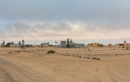 View of the holiday resort Wlotzkasbaken in the north of Swakopmund, Namibiaのeditorial素材