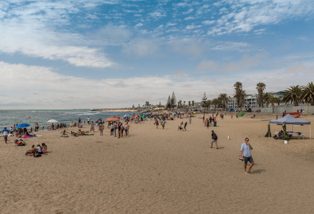 unknown people on the beach of Swakopmund, Namibiaのeditorial素材