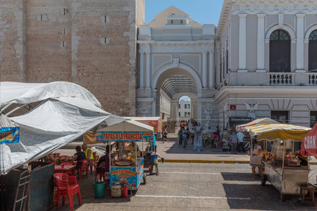 Entrance passage of the revolution in Merida, Mexicoのeditorial素材