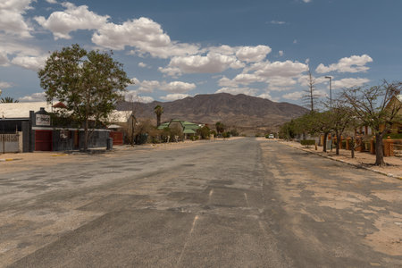 Street in the Namibian community of Usakos, Namibiaの写真素材
