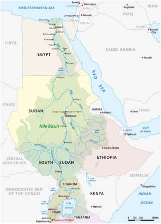 vector map of the nile river basinのイラスト素材