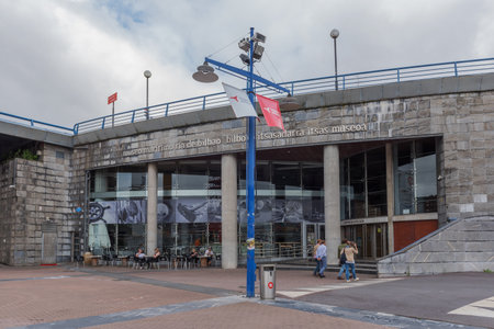 View of the glass facade of the Maritime Museum in Bilbao, Basque Country, Spainのeditorial素材