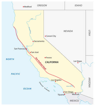 Vector map of California's San Andreas Faultのイラスト素材