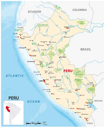 vector map of the South American state of Peruのイラスト素材