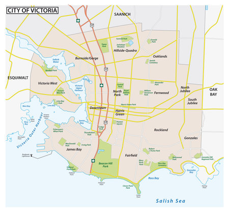road map of capital city victoria, vancouver island, british columbia, canadaのイラスト素材