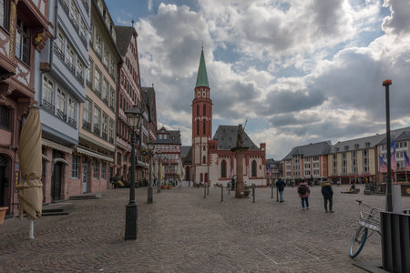Old Nikolas Church, a medieval Lutheran church in the old town, Frankfurt, Germanyのeditorial素材