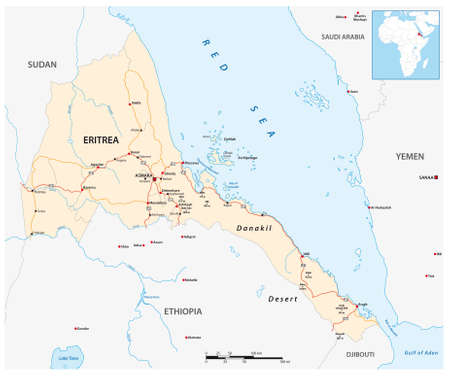 vector road map of the East African state of Eritreaのイラスト素材