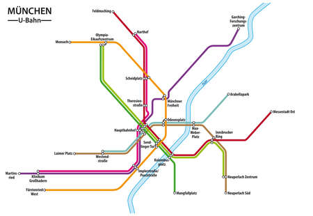 Vector map of the Munich metro, Subway, Germanyのイラスト素材