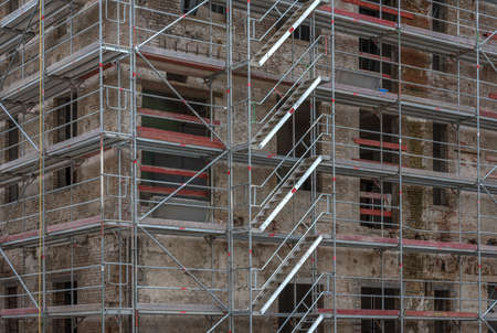 Scaffolding for a factory building to be renovatedの写真素材