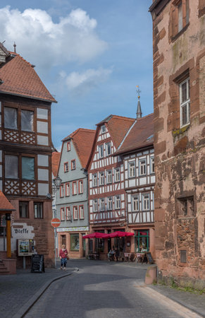 View of the medieval buildings of BÃ¼dingen, Hesse, Germanyのeditorial素材