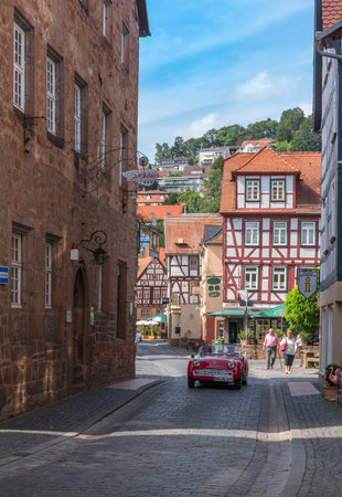 View of the medieval buildings of BÃ¼dingen, Hesse, Germanyのeditorial素材