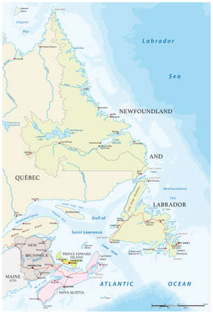 Vector road map of the four canada atlantic provincesのイラスト素材
