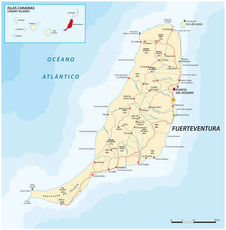 Vector road map of Canary Island Fuerteventuraのイラスト素材